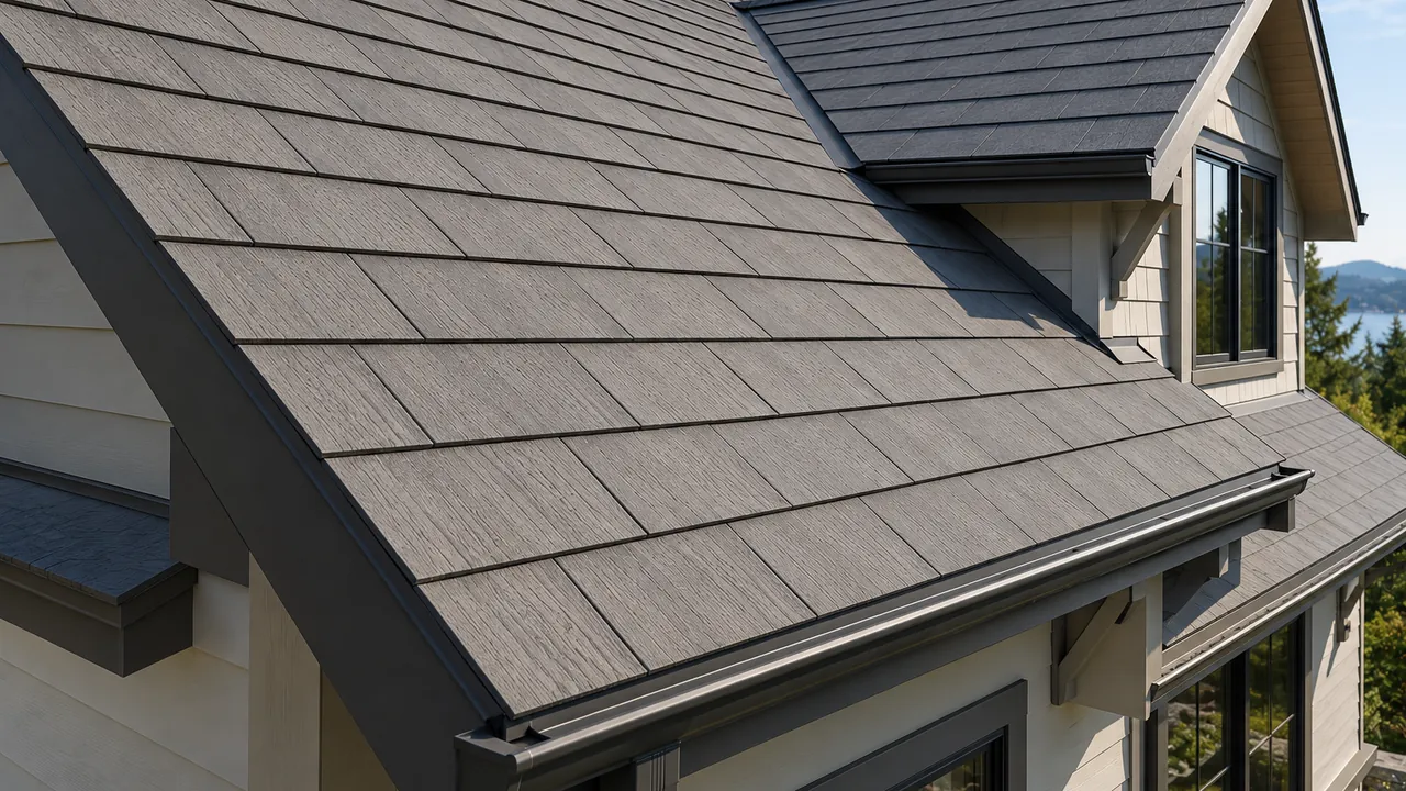 Fiber cement roof on a home.