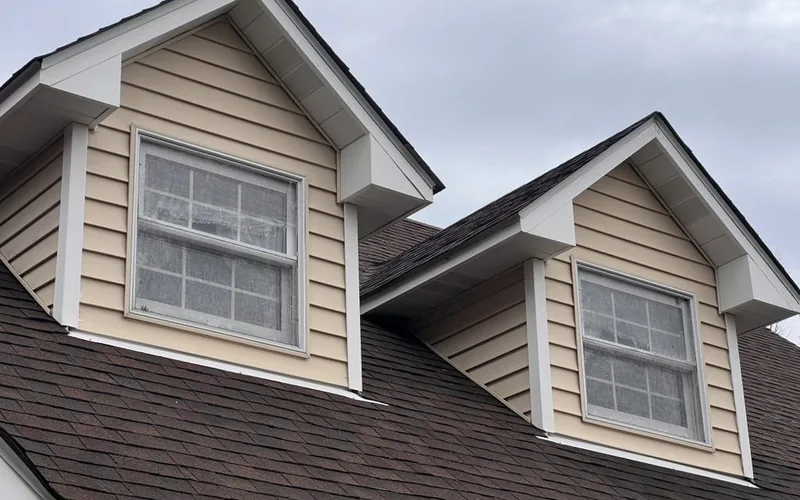 Lap siding and trim on the dormers of a Franklin County home